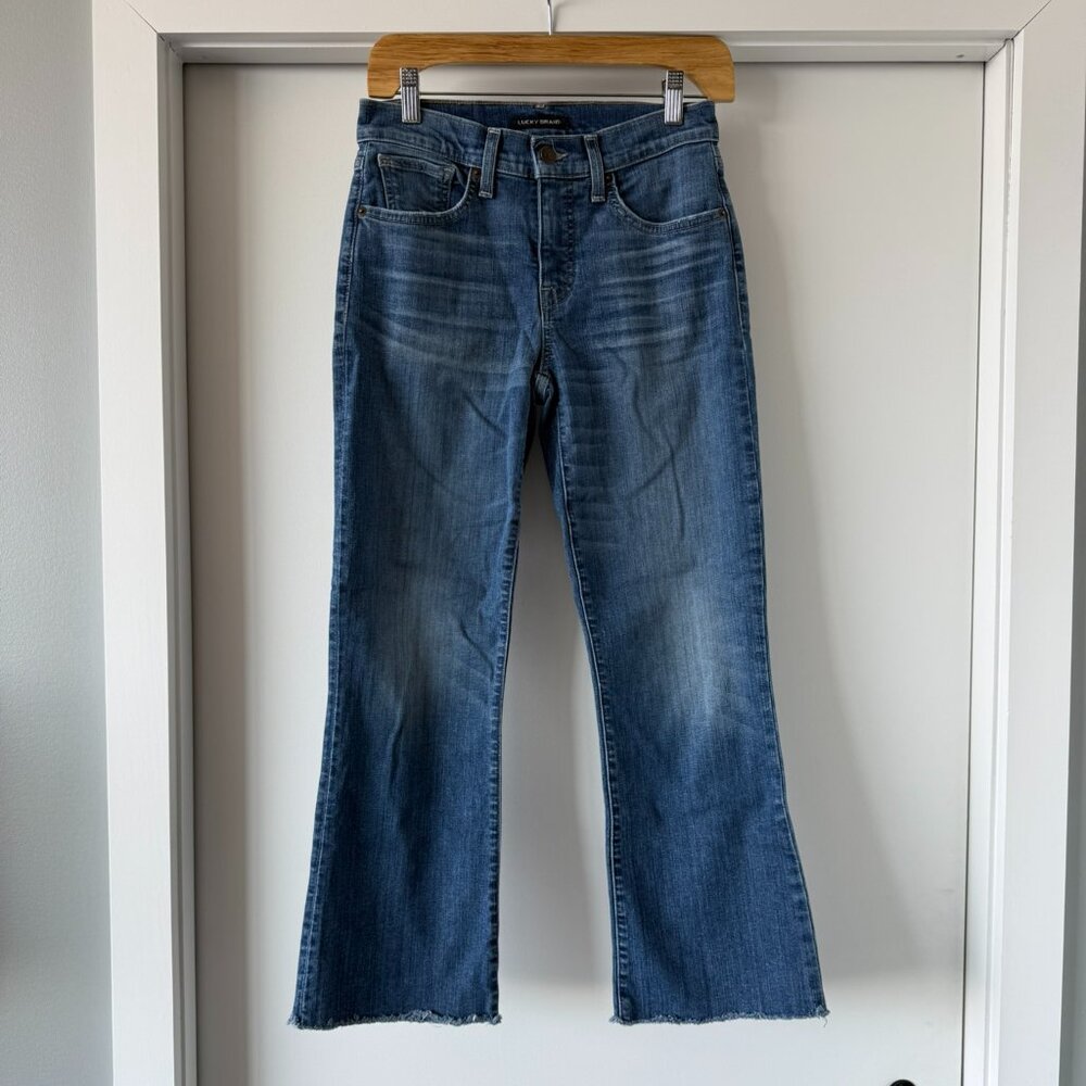 Lucky Brand Mid Rise Ava Crop 4/27 Raw Hem Flare